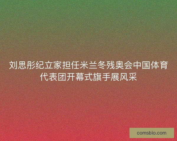 刘思彤纪立家担任米兰冬残奥会中国体育代表团开幕式旗手展风采