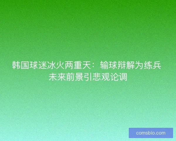 韩国球迷冰火两重天：输球辩解为练兵 未来前景引悲观论调