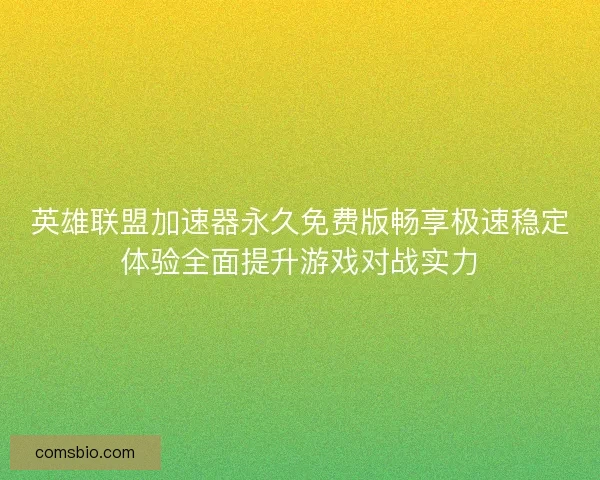 英雄联盟加速器永久免费版畅享极速稳定体验全面提升游戏对战实力